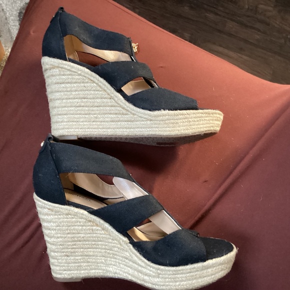 Michael Kors Black Etta Linen Blend Wedge Sandal New without tag Size 7 - Picture 8 of 13